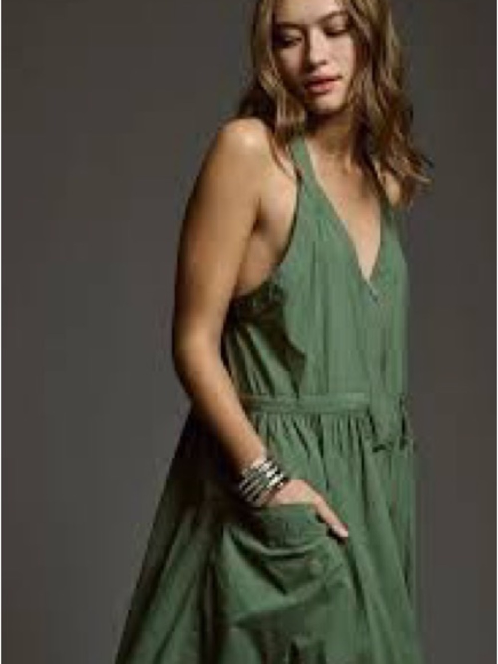 Anthropologie Daily Practice Free Fall Midi Dress Green Size S - Picture 3 of 14